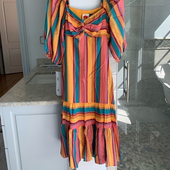 Farm Rio Rainbow Stripe Midi Dress - Picture 8 of 13